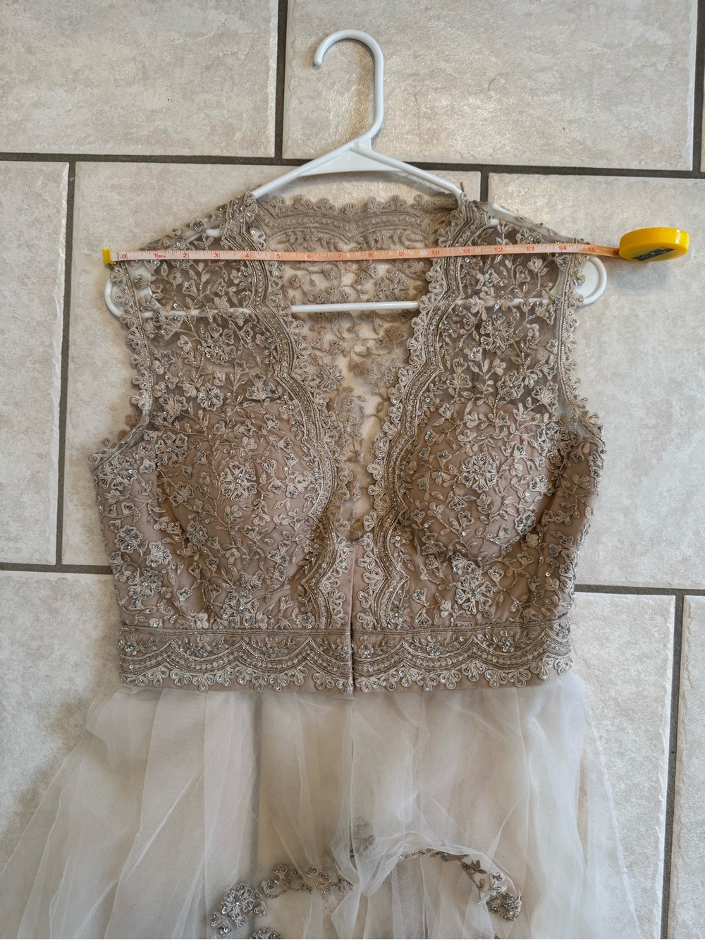Gold/Cream Ridhi Mehra Lehenga with Deep V Bodice - Picture 6 of 16
